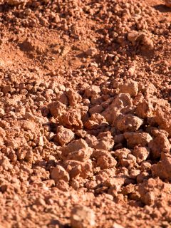 Red clay soil on nature as a background .
